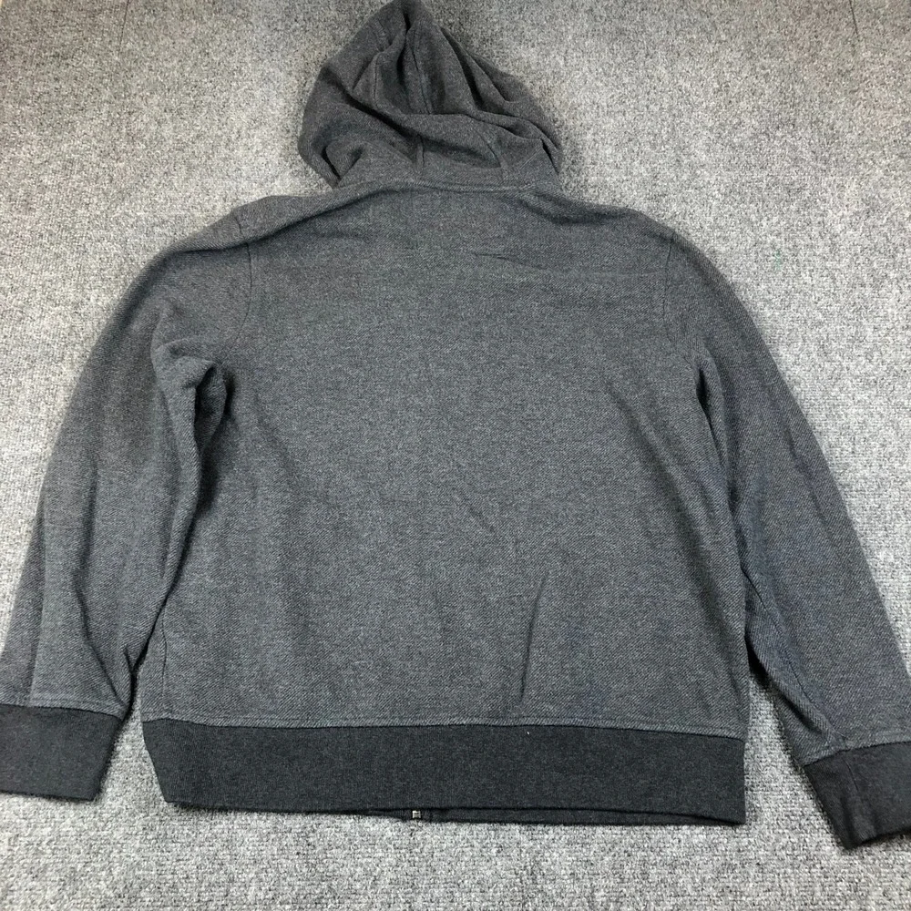 Banana Republic Mens XL Gray Full Zip Hoodie Double Collar‎ Textured Knit Jacket